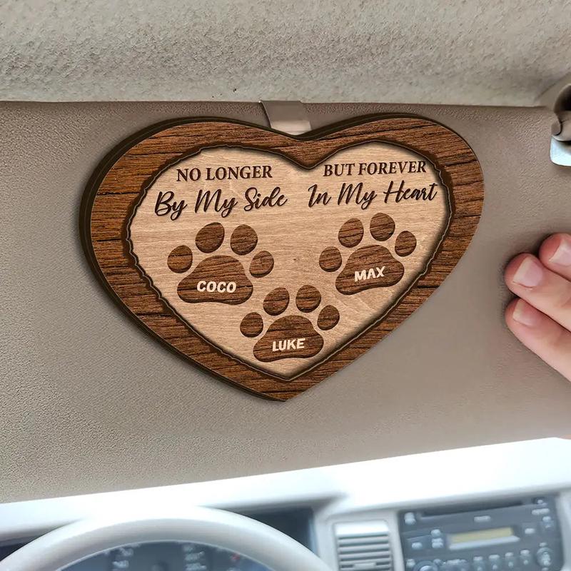 Memorial Pet Paw Heart - Personalized Custom Shaped Car Visor Clip
