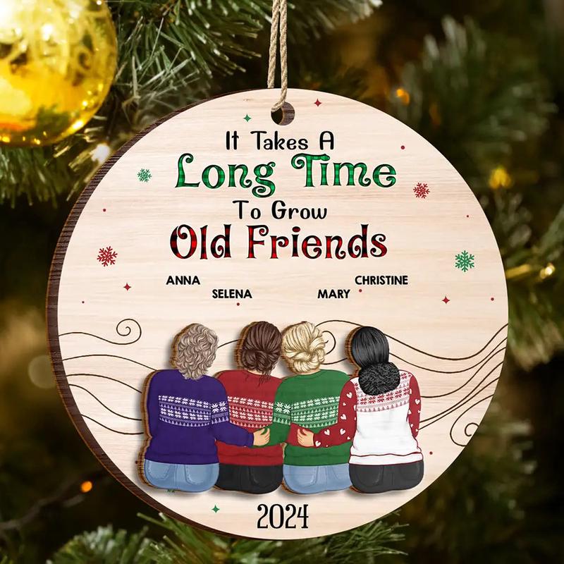 Take A Long Time To Grow Christmas Besties - Personalized 2-Layered Wooden Ornament