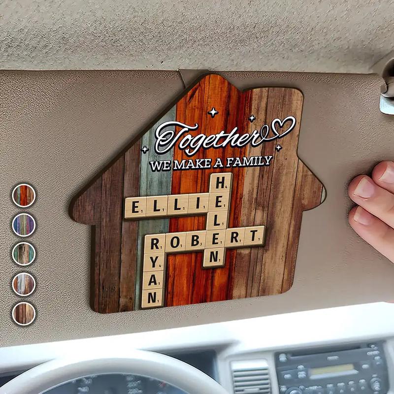 Together We Make A Family Crossword Scrabble - Personalized Custom Shaped Car Visor Clip