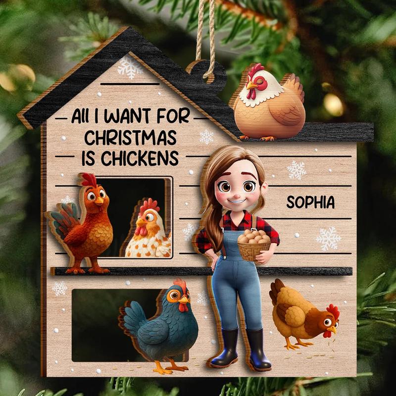 All I Want For Christmas Is Chickens - Personalized 2-Layered Wooden Ornament