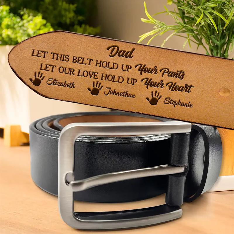 Let Our Love Hold Up Your Heart - Personalized Engraved Leather Belt