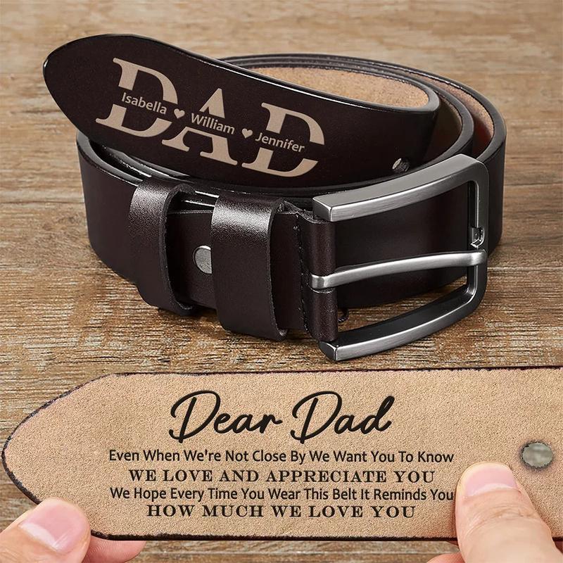 Dad It Reminds You How Much We Love You - Personalized Engraved Leather Belt