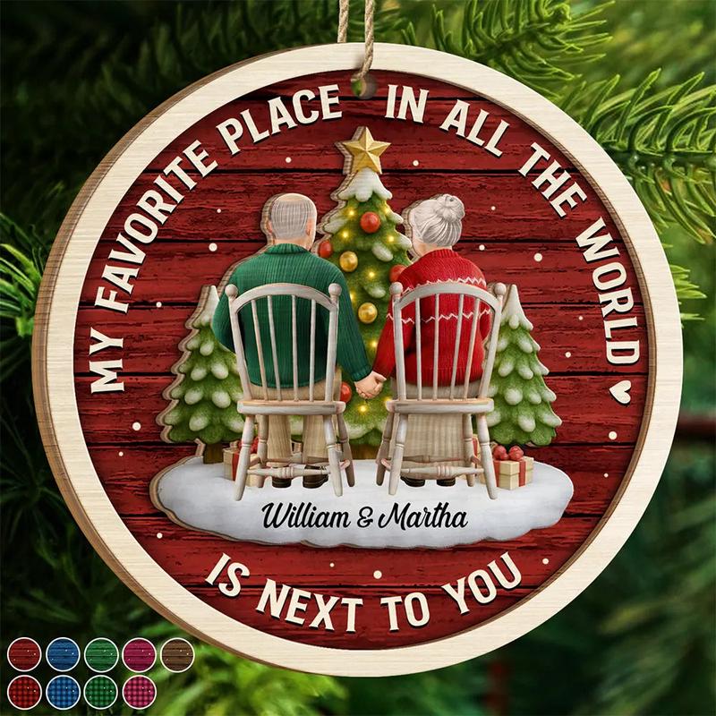 3D Effect Couple My Favorite Place - Personalized 2-Layered Wooden Ornament