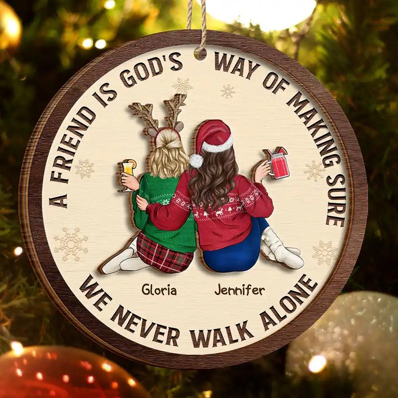 A Friend Is God's Way - Personalized 2-Layered Wooden Ornament