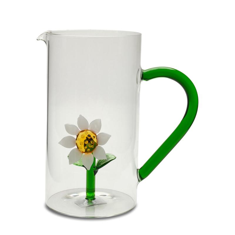 Henriette Brocca in vetro borosilicato con fiore "Treasure" D11xH17.5 cm