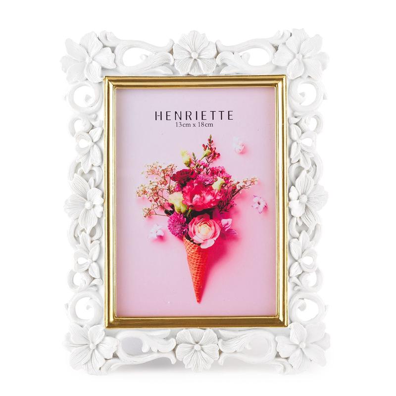Henriette Portafoto in resina bianca Petit Fleurs "Ostuni" 20x26(1318 cm)