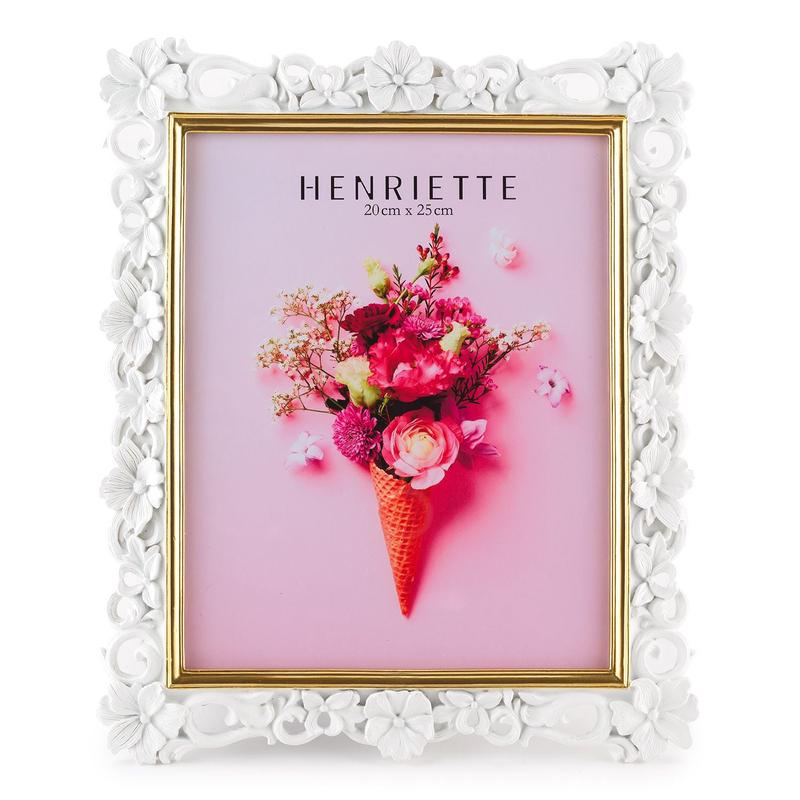 Henriette Portafoto in resina bianca Petit Fleurs "Ostuni" 27x33(2025 cm)