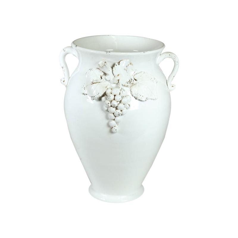 VIRGINIA CASA Portaombrelli ceramica uva STEMMA MEDICI bianco anticato h47 cm