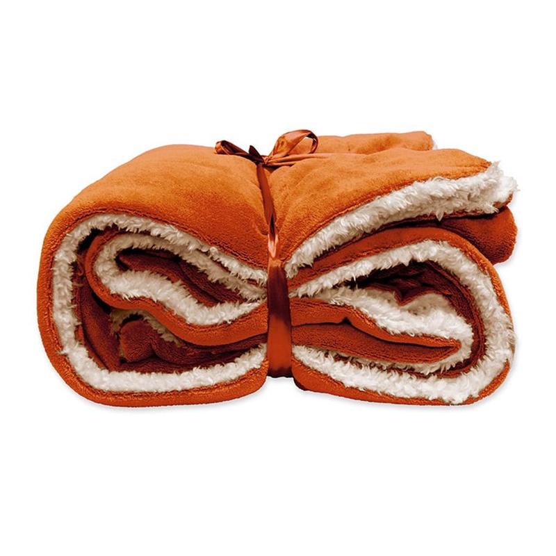 Unique Living Coperta plaid arancione con pelliccia "Lars" 150x200 cm
