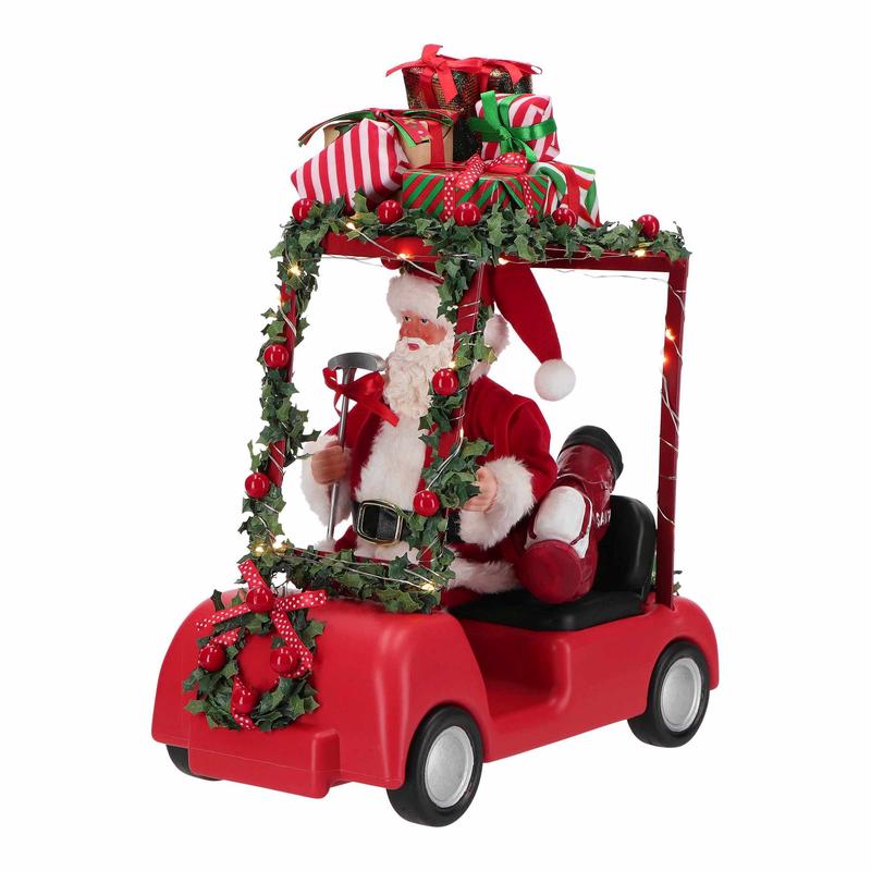 Timstor Statuina Babbo Natale in golf car 27,9x18,4x34,9cm