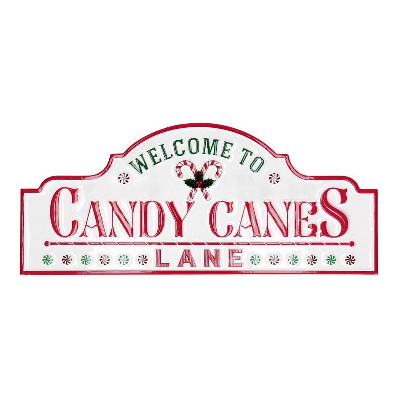 Timstor Decorazione di natale da parete in metallo "Welcome to Candy Canes" 61x1,5xH26 cm