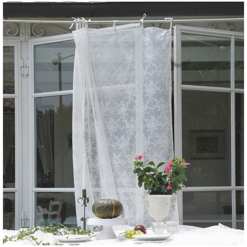 ATELIER 17 Tenda DIVINA con tulle e ricamo a fiori tre varianti 140x290 cm