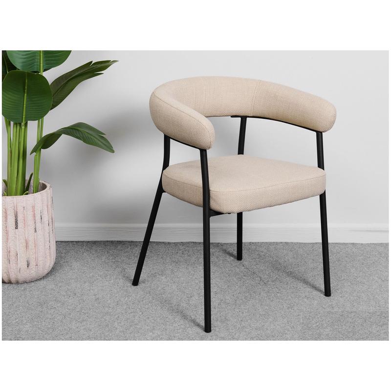 Belda Interiorismo Sedia in tessuto crema e metallo "Charlotte" 54.5x59x77 cm