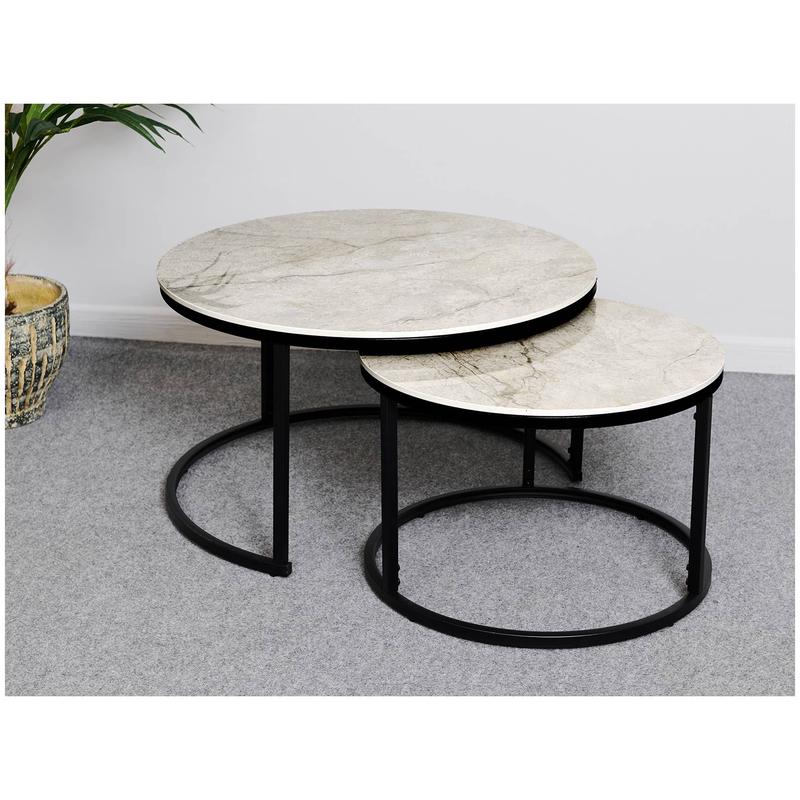 Belda Interiorismo Set 2 Tavolini impilabili in pietra sinterizzata "Baltimore"